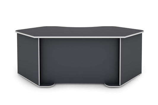 byLIVING Schreibtisch THANATOS / Gaming-Tisch in Anthrazit mit Kanten in Weiß / Eck-Schreibtisch mit viel Stauraum und XXL Tischplatte / Computer-Tisch / PC / Arbeits-Tisch / 198x76x85cm (BxHxT)