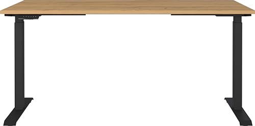 Germania Schreibtisch 7908-582, in Grandson-Eiche-Nb./Schwarz, EL. höhenverstellb., 160 x 120 x 80 cm (BxHxT)