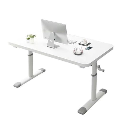 OWOHYG Höhenverstellbarer Schreibtisch mit Kurbel, ergonomischer Home-Office-Arbeitsplatz für Computer, weiß, 80 cm – perfekt für Komfort und Produktivität, 100 cm