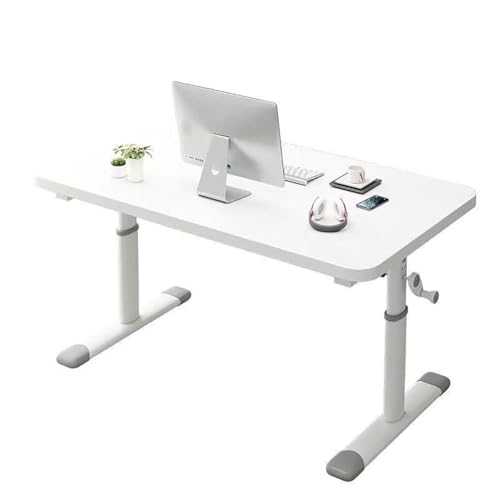 OWOHYG Höhenverstellbarer Schreibtisch mit Kurbel, ergonomischer Home-Office-Arbeitsplatz für Computer, weiß, 80 cm – perfekt für Komfort und Produktivität, 100 cm