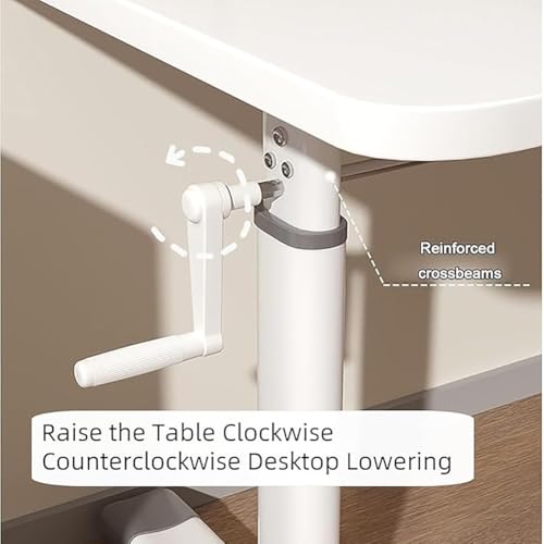 OWOHYG Höhenverstellbarer Schreibtisch mit Kurbel, ergonomischer Home-Office-Arbeitsplatz für Computer, weiß, 80 cm – perfekt für Komfort und Produktivität, 100 cm