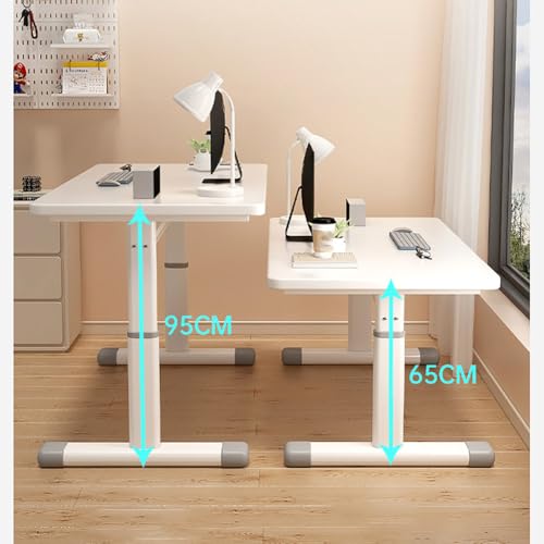OWOHYG Höhenverstellbarer Schreibtisch mit Kurbel, ergonomischer Home-Office-Arbeitsplatz für Computer, weiß, 80 cm – perfekt für Komfort und Produktivität, 100 cm