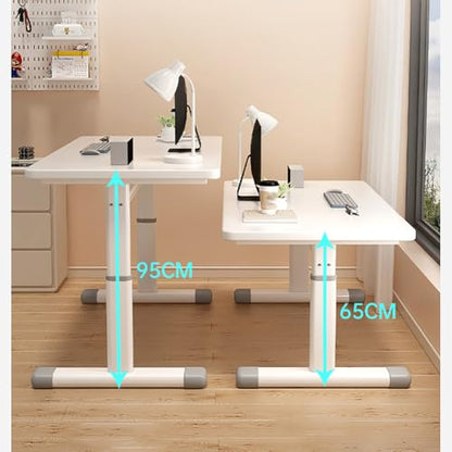 OWOHYG Höhenverstellbarer Schreibtisch mit Kurbel, ergonomischer Home-Office-Arbeitsplatz für Computer, weiß, 80 cm – perfekt für Komfort und Produktivität, 100 cm
