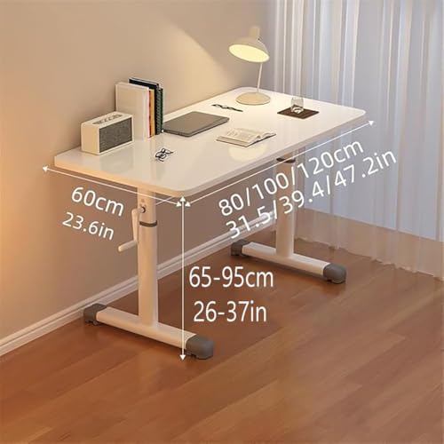 OWOHYG Höhenverstellbarer Schreibtisch mit Kurbel, ergonomischer Home-Office-Arbeitsplatz für Computer, weiß, 80 cm – perfekt für Komfort und Produktivität, 100 cm