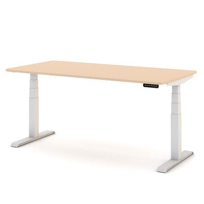 ASSMANN Elektrisch Höhenverstellbarer Familien Schreibtisch Pitino Curved 160x80cm Sand Weiß, TÜV-Zertifiziert, Kollisionsschutz, 5 Jahre Herstellergarantie einfache Montage für Büro und Homeoffice