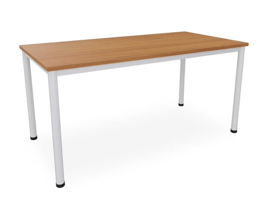 Schreibtisch Verschiedene Größen und Farben, Konferenztisch graues Metallgestell, Stabiler Besprechungstisch Arbeitstisch, Bürotisch hauseigene Fertigung (B: 160 cm x T: 80 cm, Buche)
