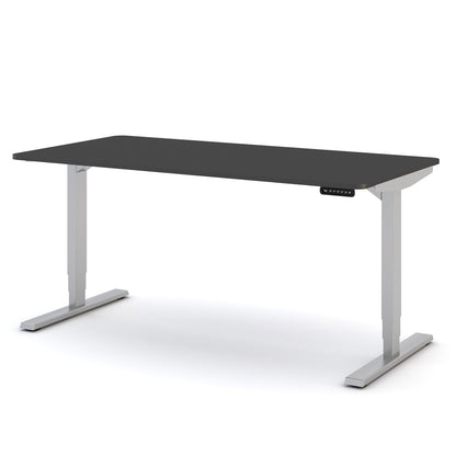 ASSMANN Elektrisch höhenverstellbarer Schreibtisch Y-Line Curved 160x80cm Anthrazit Silber, TÜV-Zertifiziert, Memoryfunktion, 5 Jahre Herstellergarantie einfache Montage für Büro und Homeoffice