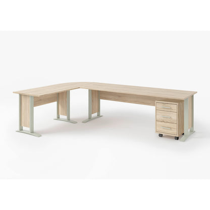 OFFICE LINE Eckschreibtisch in Eiche Sonoma Optik - Moderner Bürotisch Computertisch mit großer Arbeitsfläche und Rollcontainer - 220/170 x 72 x 70 cm (B/H/T)