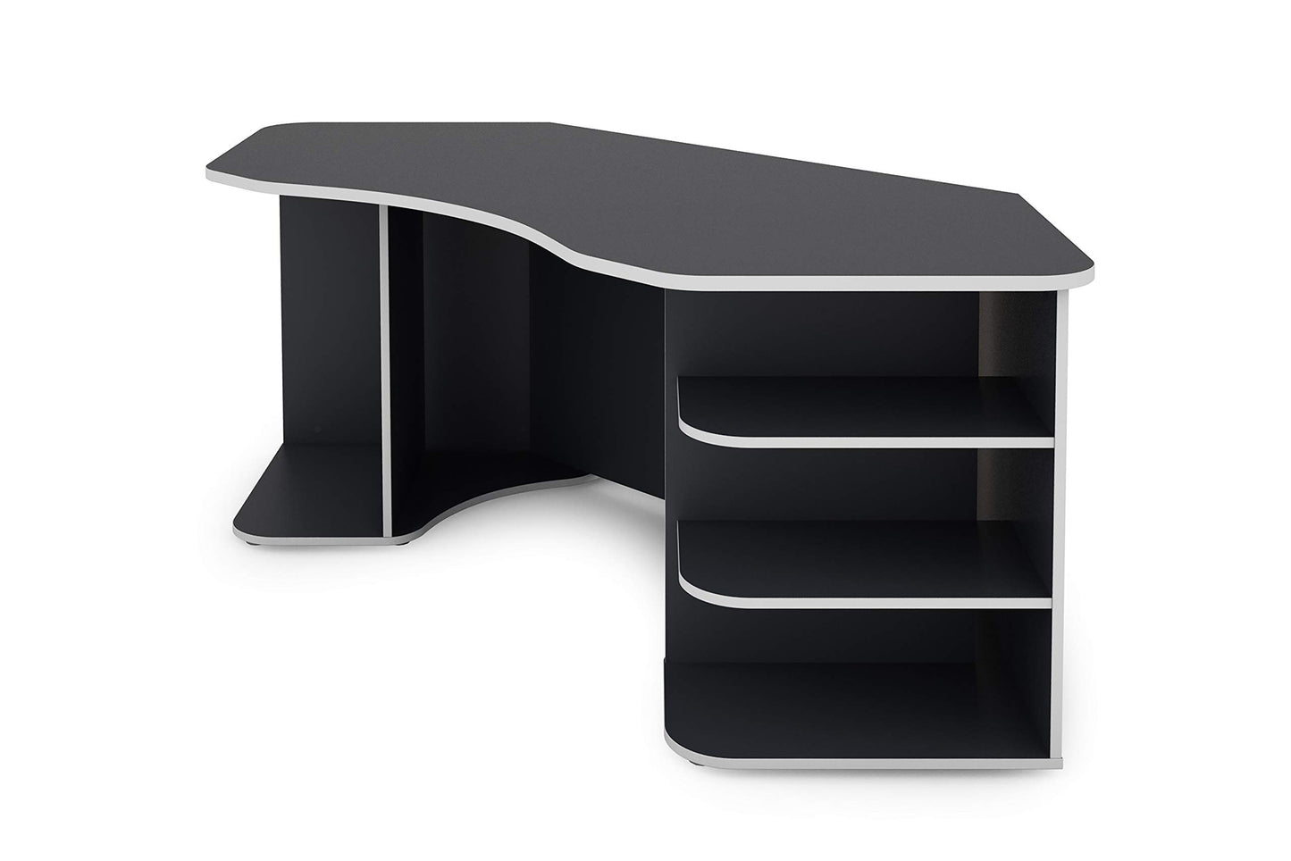 byLIVING Schreibtisch THANATOS / Gaming-Tisch in Anthrazit mit Kanten in Weiß / Eck-Schreibtisch mit viel Stauraum und XXL Tischplatte / Computer-Tisch / PC / Arbeits-Tisch / 198x76x85cm (BxHxT)
