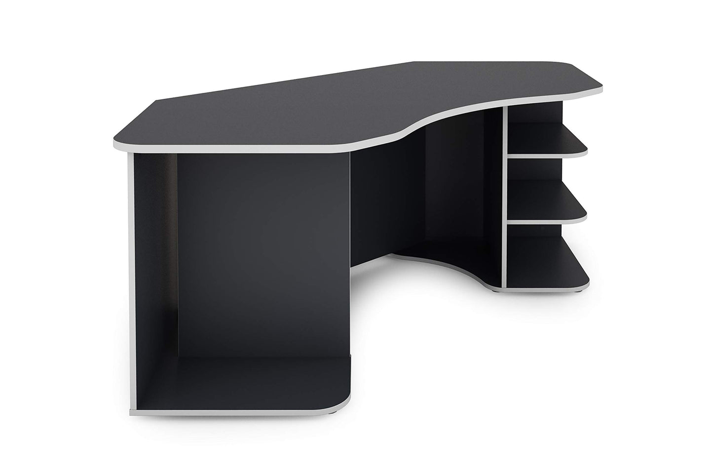 byLIVING Schreibtisch THANATOS / Gaming-Tisch in Anthrazit mit Kanten in Weiß / Eck-Schreibtisch mit viel Stauraum und XXL Tischplatte / Computer-Tisch / PC / Arbeits-Tisch / 198x76x85cm (BxHxT)