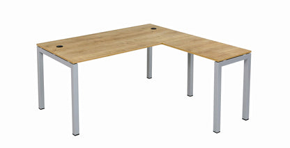furni24 Schreibtisch Tetra fürs Arbeitszimmer und Home Office - Großer laminierter Computertisch aus Holz, einfache Montage (180 x 80 x 75 cm, Eiche(Mit Anbautisch))
