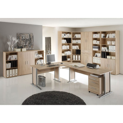 OFFICE LINE Eckschreibtisch in Eiche Sonoma Optik - Moderner Bürotisch Computertisch mit großer Arbeitsfläche und Rollcontainer - 220/170 x 72 x 70 cm (B/H/T)