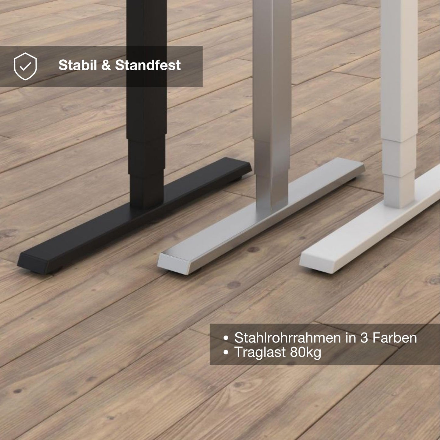 ASSMANN Elektrisch höhenverstellbarer Schreibtisch Y-Line Curved 160x80cm Eiche Tabak Silber, TÜV-Zertifiziert, Memoryfunktion, 5 Jahre Herstellergarantie einfache Montage für Büro und Homeoffice