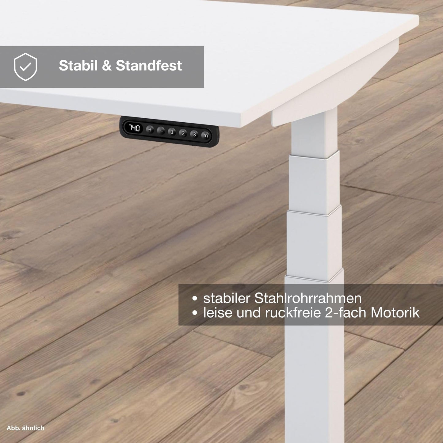 ASSMANN Elektrisch Höhenverstellbarer Familien Schreibtisch Pitino Curved 160x80cm Sand Weiß, TÜV-Zertifiziert, Kollisionsschutz, 5 Jahre Herstellergarantie einfache Montage für Büro und Homeoffice