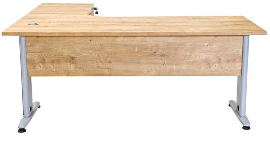 Furni24 Schreibtisch Winkelschreibtisch, Eckschreibtisch, Moderner Bürotisch Computertisch mit großer Arbeitsfläche, Bürotisch,PC Tisch, Dona Eiche 180x120x74cm inkl.Beistellcontainer rechts gewinkelt