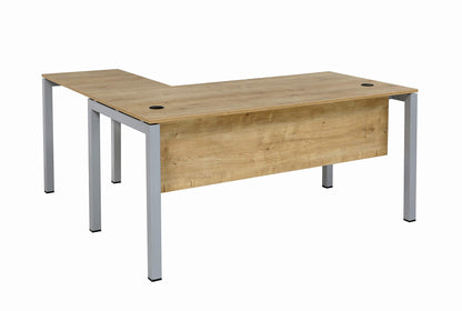 furni24 Schreibtisch Tetra fürs Arbeitszimmer und Home Office - Großer laminierter Computertisch aus Holz, einfache Montage (180 x 80 x 75 cm, Eiche(Mit Anbautisch))