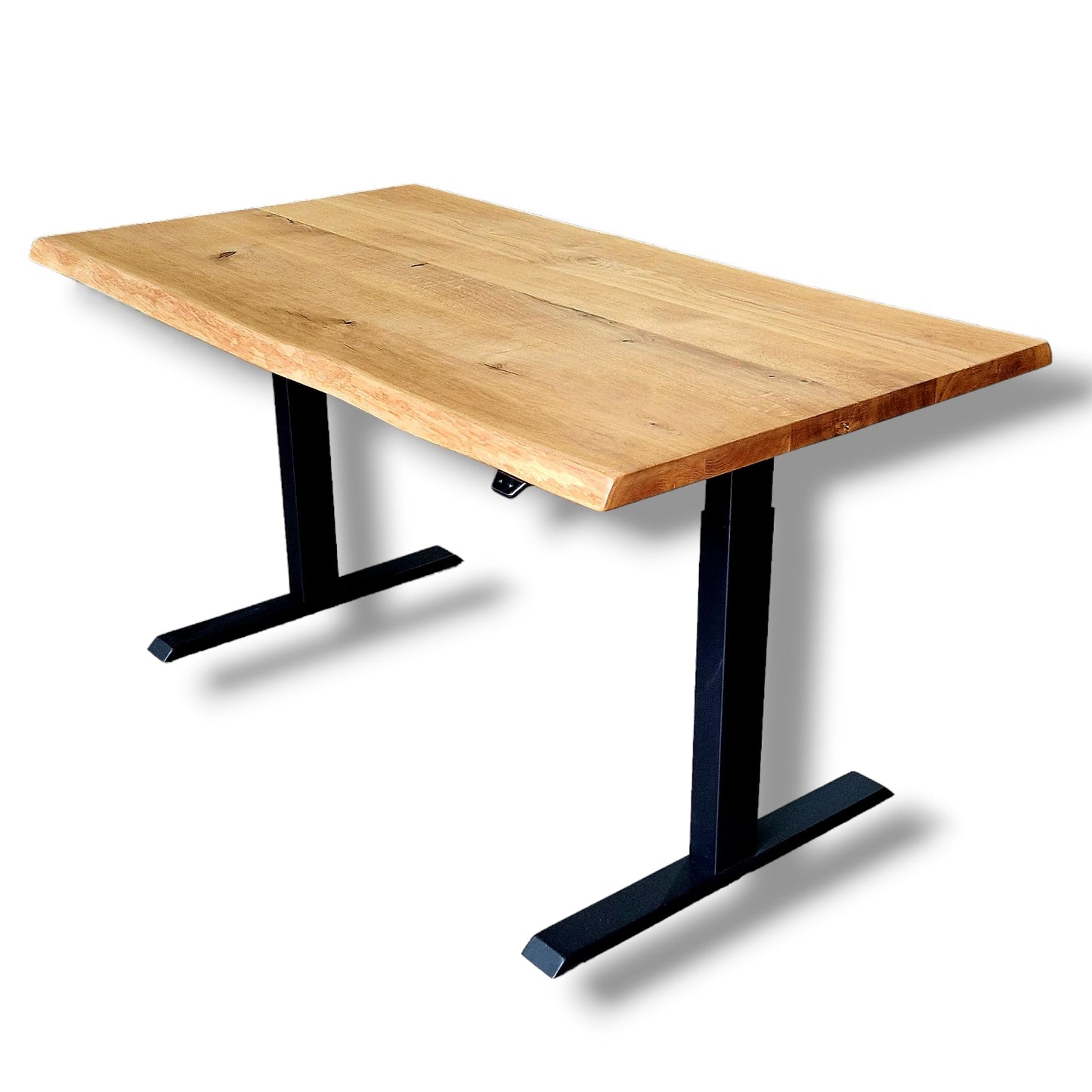 Live Distance Shopping MyTimber® höhenverstellbarer Schreibtisch Eiche Massiv | Ergonomischer Steh-Sitz Tisch | Echtholz für mehr Wohlbefinden an deinem Arbeitsplatz (160 x 80CM, Baumkante)