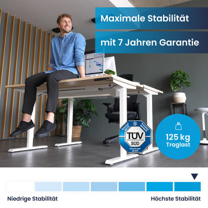 Ergotopia Desktopia Pro X Elektrisch höhenverstellbarer Schreibtisch, Ergonomischer Stehtisch für Büro oder Home Office (Buche, Gestell Schwarz, 120 x 80 cm)
