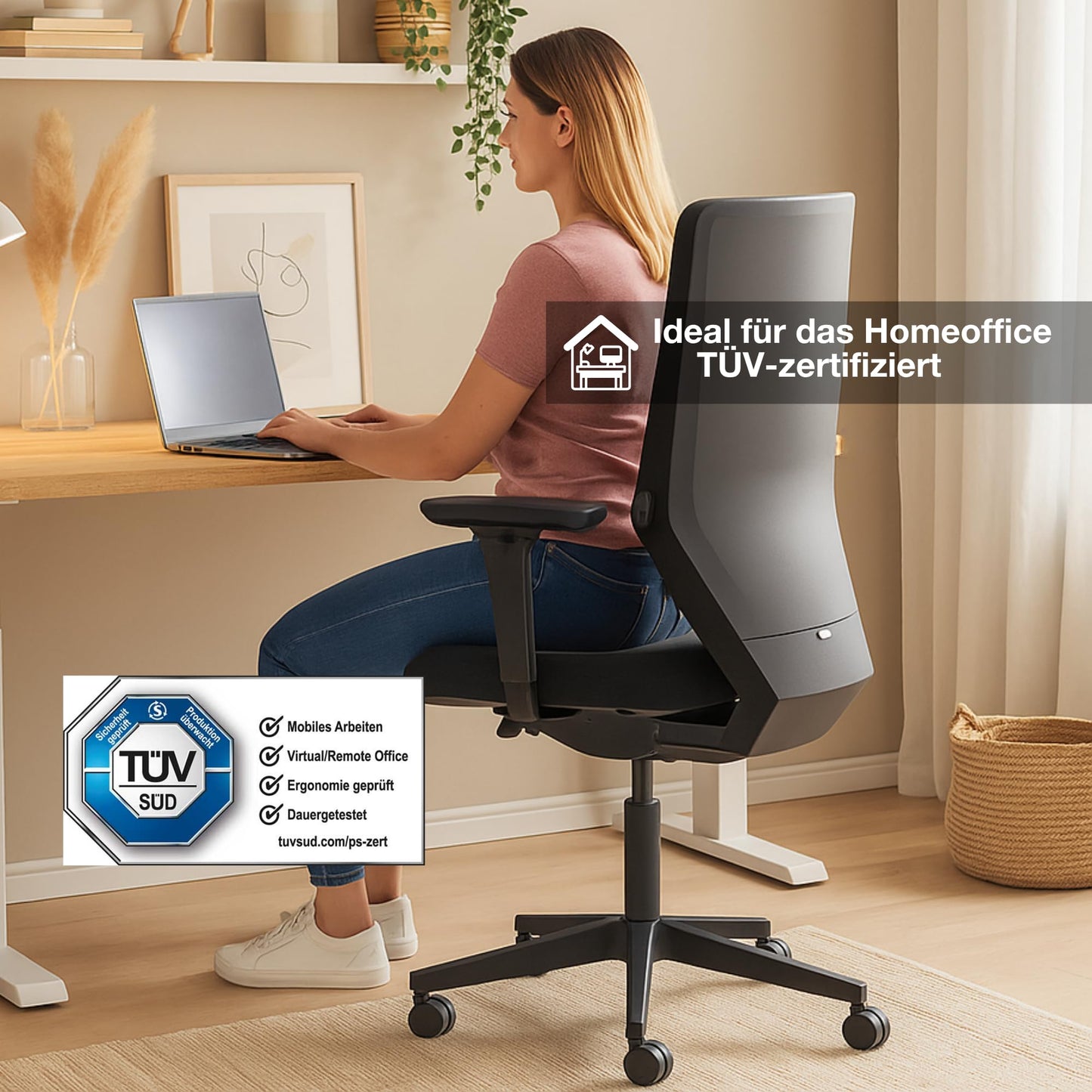 ASSMANN Elektrisch Höhenverstellbarer Familien Schreibtisch Pitino Curved 160x80cm Sand Weiß, TÜV-Zertifiziert, Kollisionsschutz, 5 Jahre Herstellergarantie einfache Montage für Büro und Homeoffice