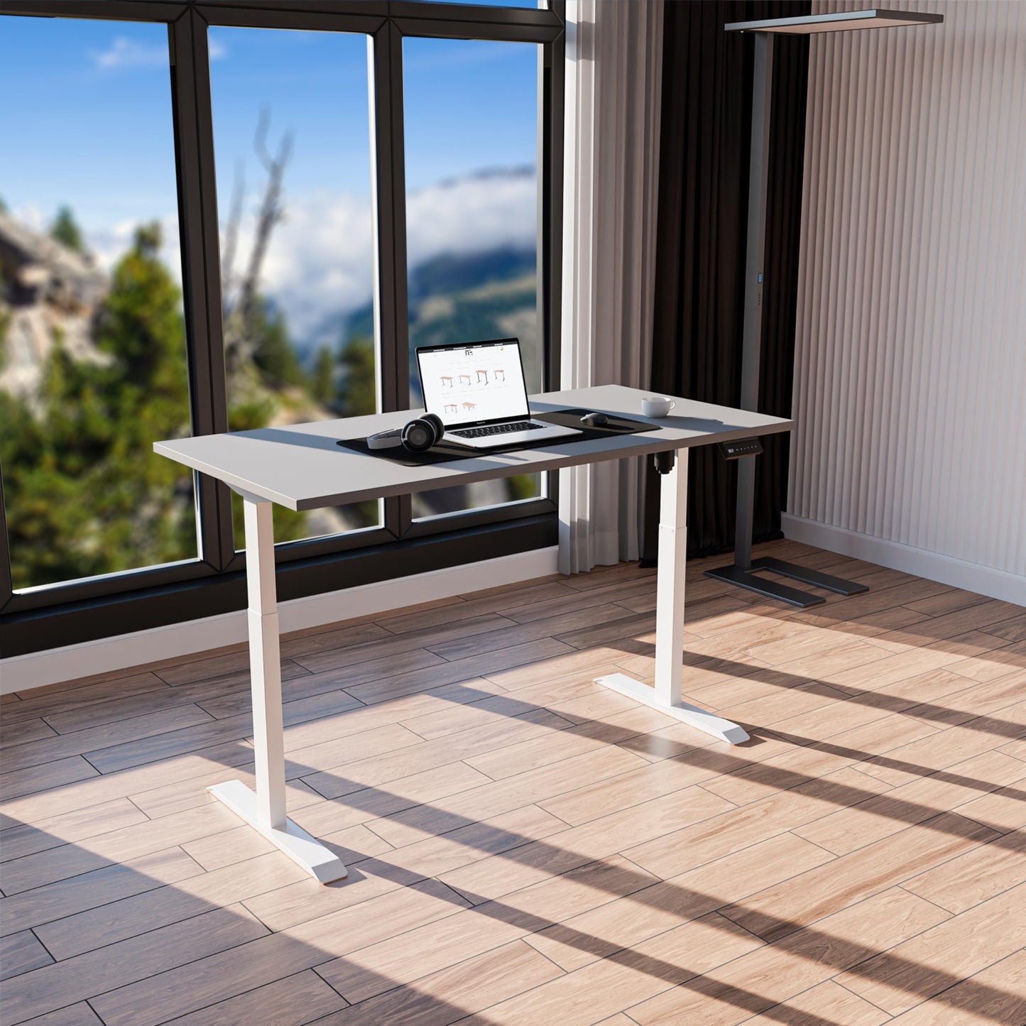 Standable ECO Höhenverstellbarer Schreibtisch 140 x 60 cm I elektrischer Office Table mit 3 Speicherstufen I Schreibtisch höheneinstellbar 70-115 cm I Büro-Tisch mit 1,8 cm Dicke